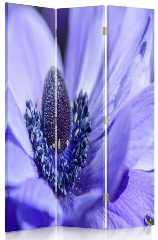 Ozdobný paraván Příroda Květina Fialová - 110x170 cm, trojdielny, klasický paraván