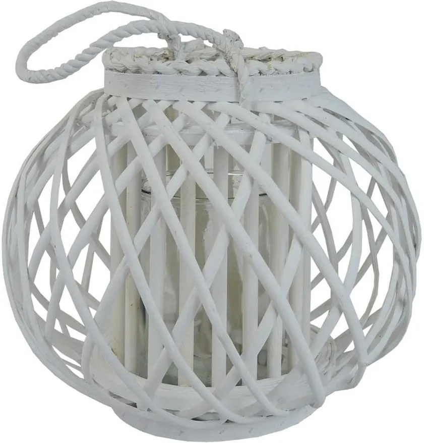 Drevený lampáš Aura 27 x 24 cm, biela