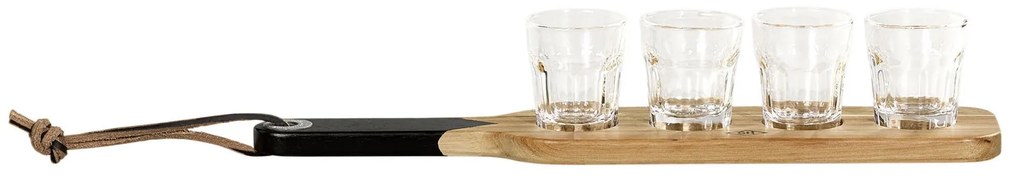 GENTLEMEN'S HARDWARE Servírovacia doštička so sklenenými panákmi Acacia Wood