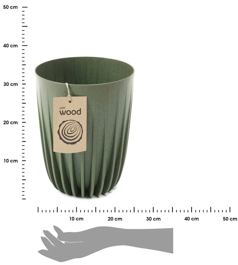 PLASTOVÝ KVETINÁČ STRIPPED ECO 30X25 CM ZELENÁ