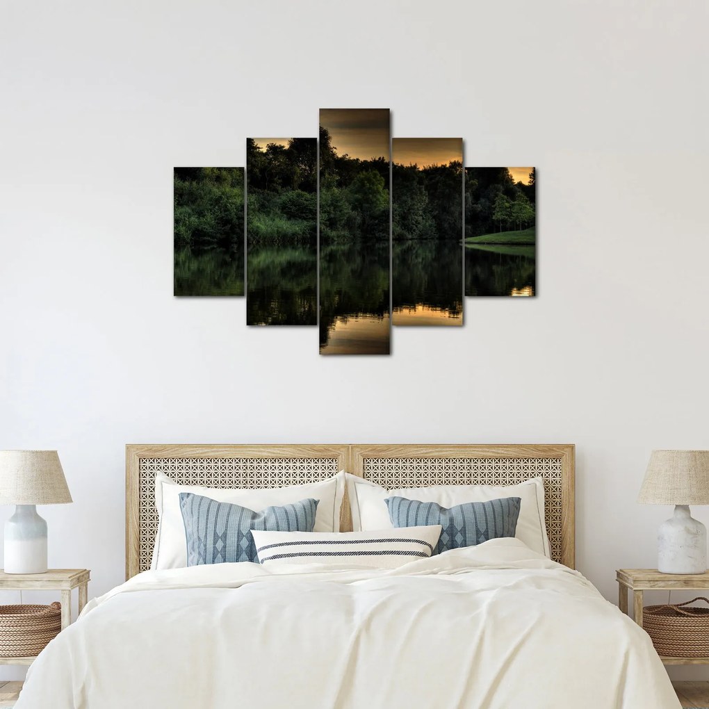 Obraz jazera pri lese (150x105 cm)