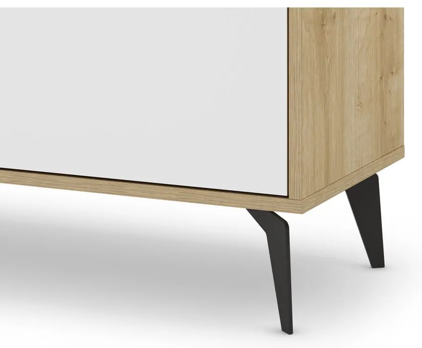Nízka komoda v dekore duba v bielo-prírodnej farbe 140x79 cm Nola – Marckeric