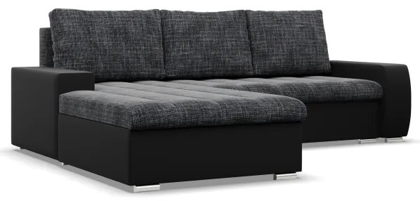 Rohová rozkladacia sedačka AURORA ľavá popolová / čierna