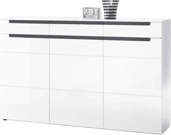 Sconto Komoda THOR biela vysoký lesk