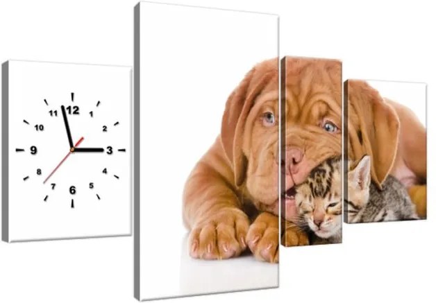 Obraz s hodinami Ako mačka a pes 120x70cm ZP1300A_4AN