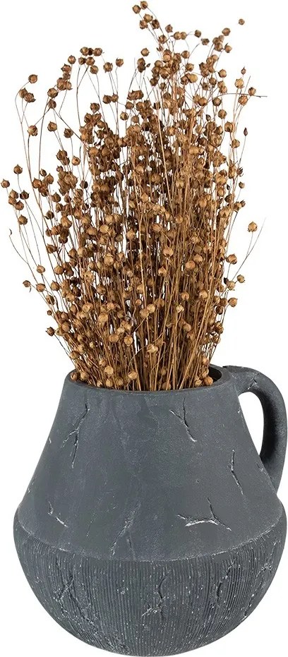 Tmavosivý dekoratívny obal na kvetináč s uchom Édith L - 23*23*21 cm