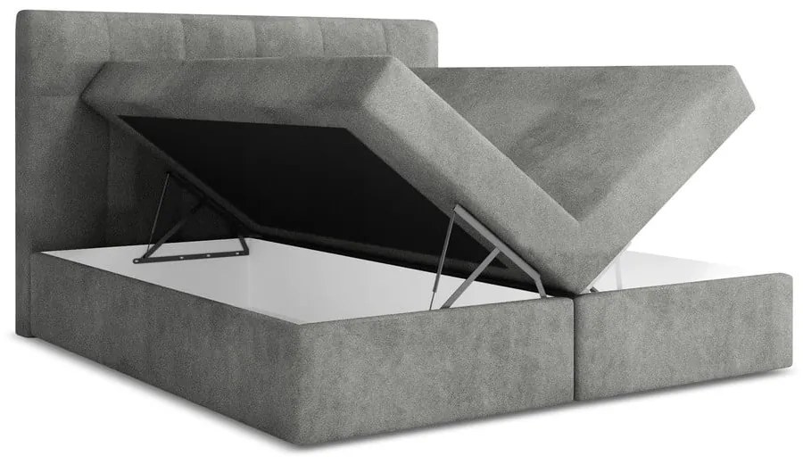 Sivá boxspring posteľ s úložným priestorom 160x200 cm Palta – Makamii