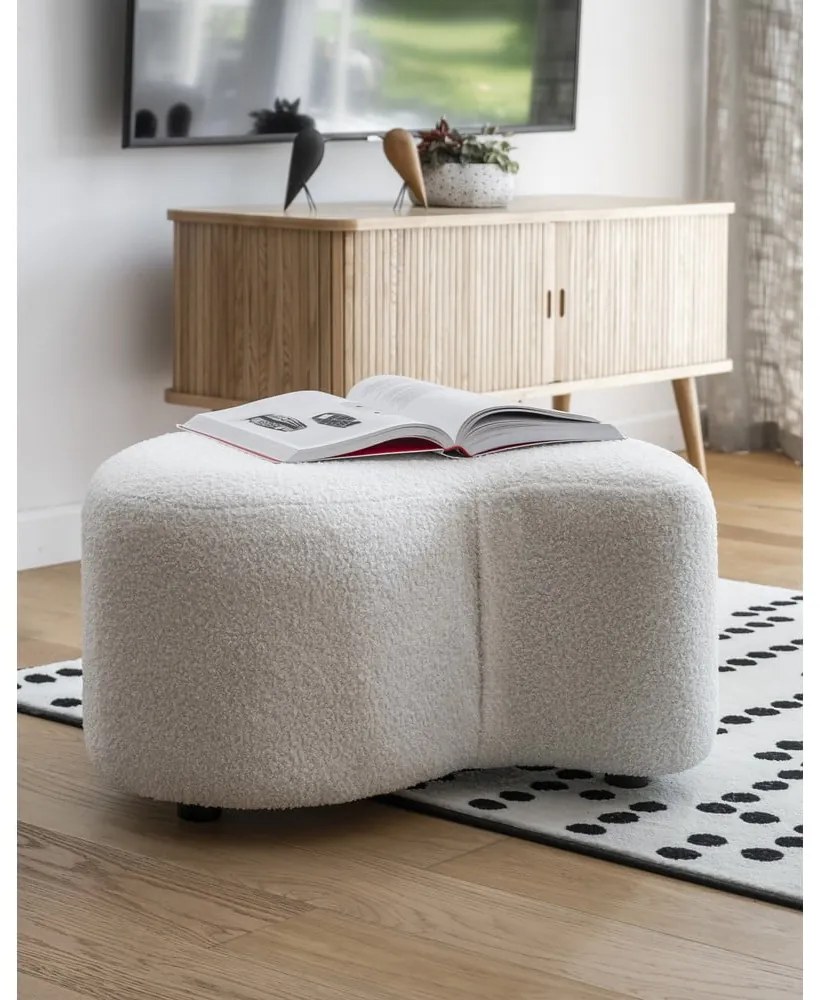 Biely taburet z textílie buklé Miuf – Miuform