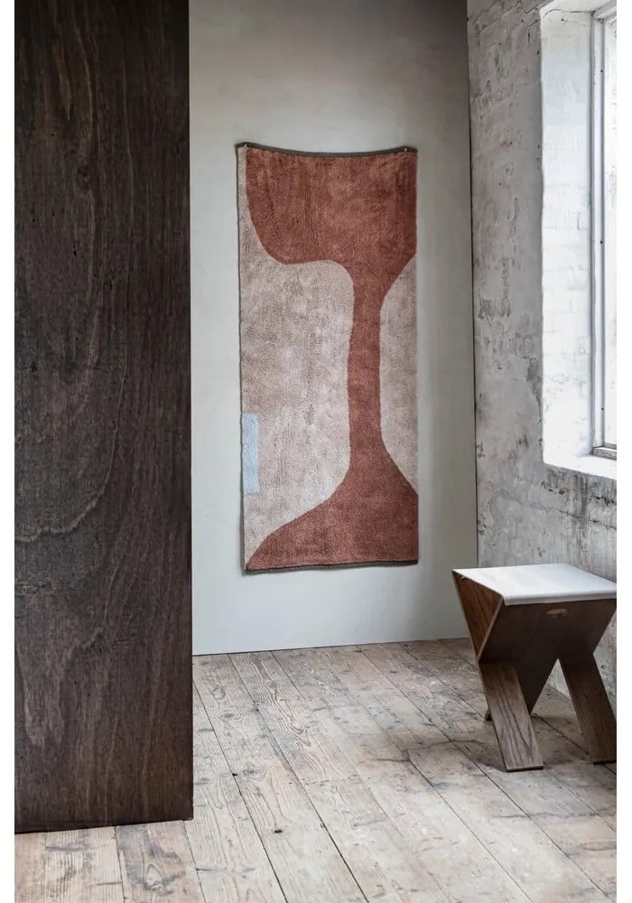 Prateľný bavlnený behúň v tehlovej a béžovej farbe 70x150 cm Figura – Mette Ditmer Denmark