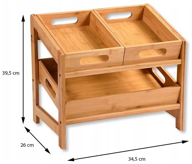 Kesper Bambusový regál, debničky na ovocie a zeleninu, 2-poschodový
