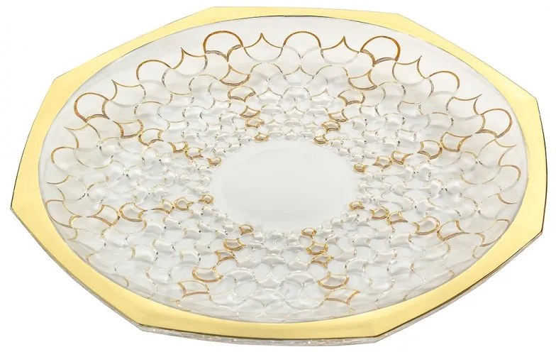 KRIŠTÁĽOVÝ PODNOS BOHEMIA PRESTIGE ARABESQUE GOLD 300MM