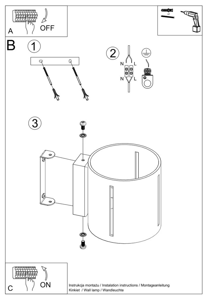 Nástenné svietidlo Inez, 1x biele kovové tienidlo