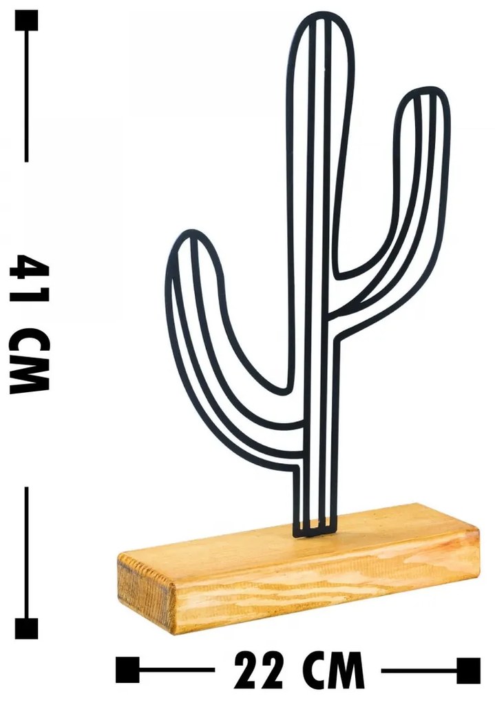 Kovová dekorácia Cactus 41 cm čierna