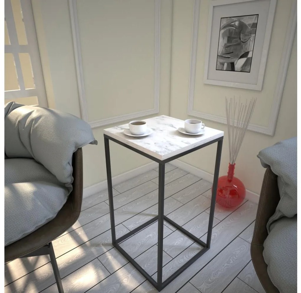Asir Odkladací stolík PURE 62x35 cm biela/čierna 801CMY2867