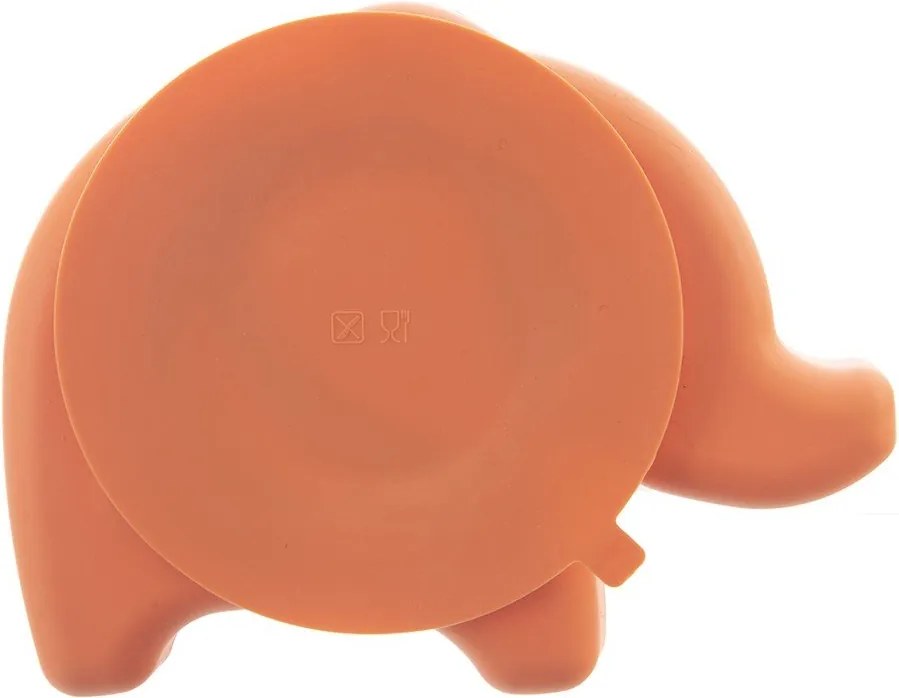 Oranžový silikónový detský tanier 18x23 cm Elephant – Orion