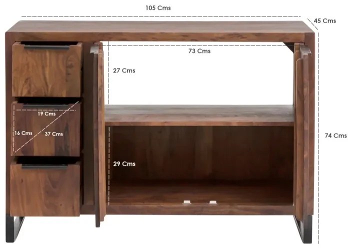 furniture-nabytek.cz - Masívna umývadlová skrinka Sydney z akácie, lakovaná, hnedá – 105×45×74 cm