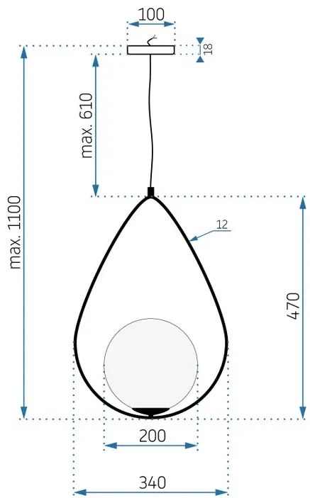 Stropné svietidlo Luca APP977-1CP čierne