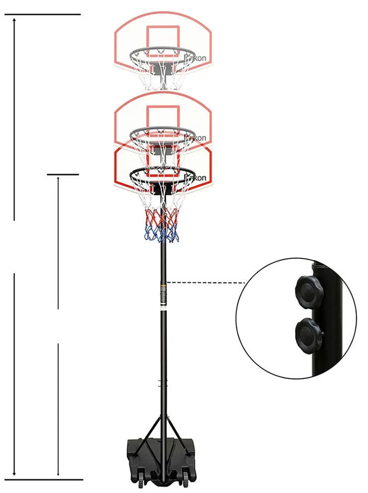 Mobilný basketbalový kôš s nastaviteľnou výškou