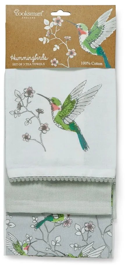 Bavlnené utierky v súprave 3 ks 45x65 cm Hummingbirds – Cooksmart ®