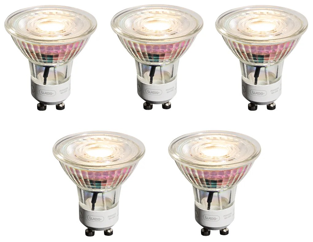 Sada 5 stmievateľných LED žiaroviek GU10 50 mm číra 4,9 W 450 lm 2700 K
