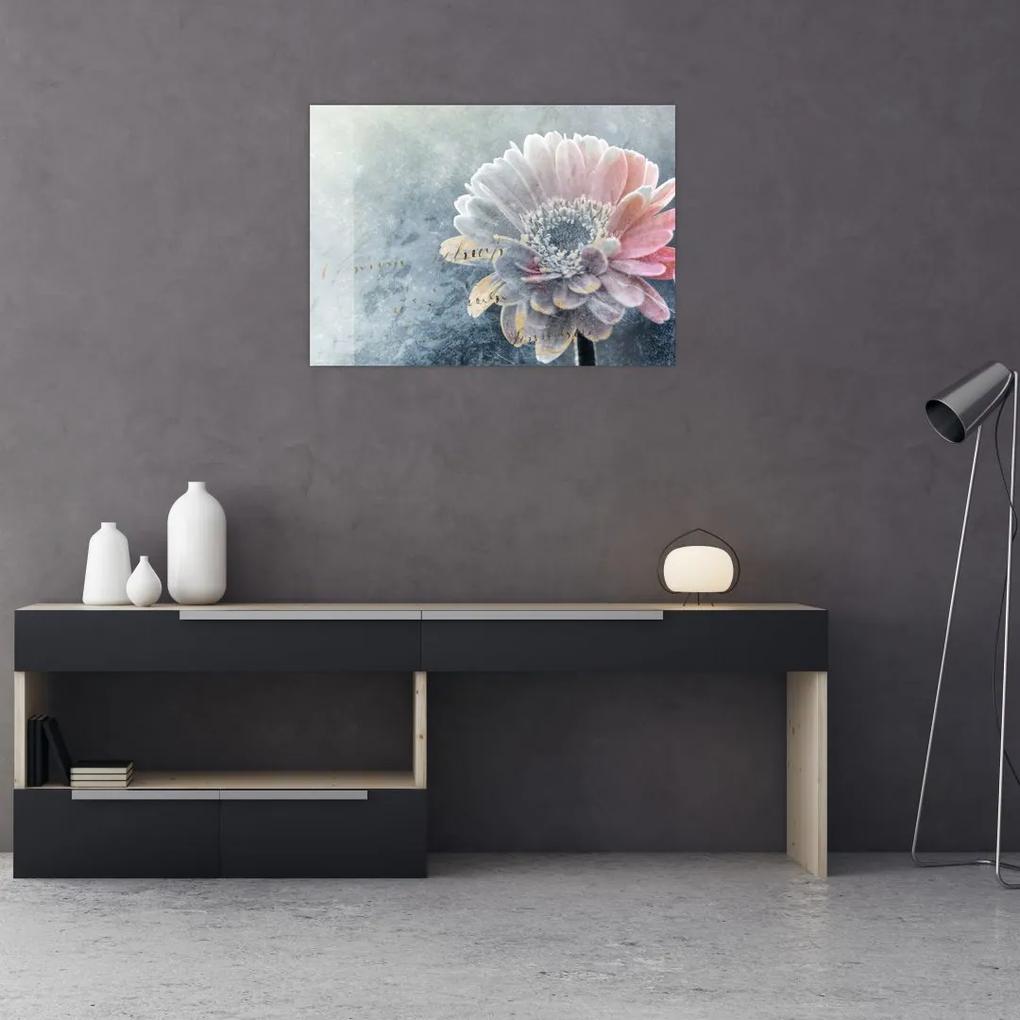 Sklenený obraz - Zimný kvet (70x50 cm)