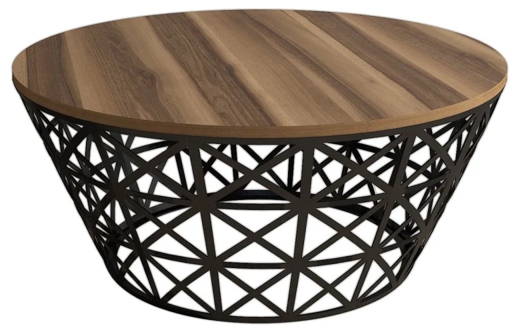 Konferenčný stolík kovaný 90 cm orech/čierny