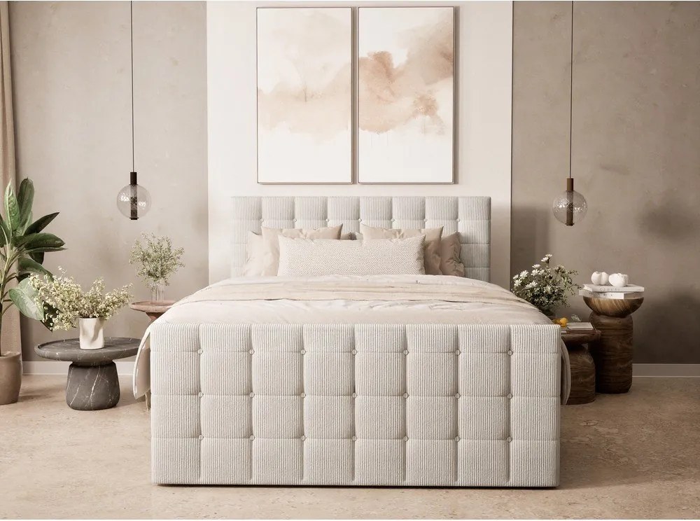 Krémovobiela boxspring posteľ s úložným priestorom 160x200 cm Tasca – Maison de Rêve