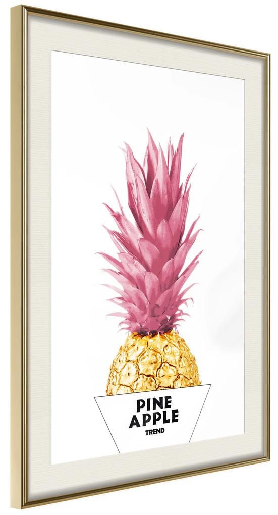 Artgeist Plagát - Golden Pineapple [Poster] Veľkosť: 40x60, Verzia: Zlatý rám s passe-partout