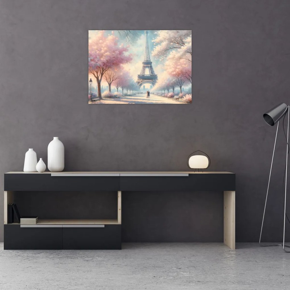 Sklenený obraz – Jar v Paríži (70x50 cm)