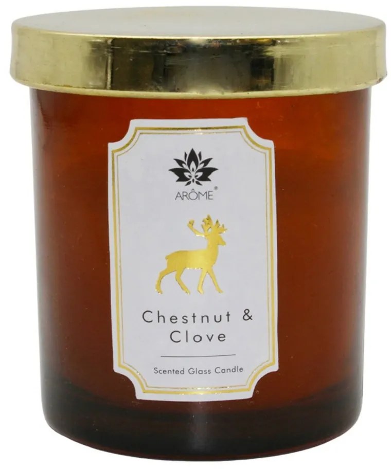 Arome Sviečka vo farebnom skle s viečkom, Chestnut & Clove, 125 g