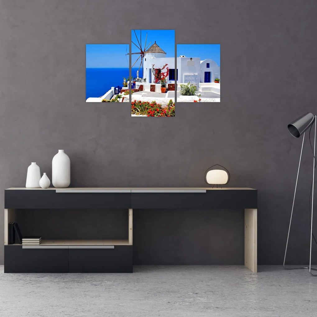 Obraz - Domček v Grécku (90x60 cm)