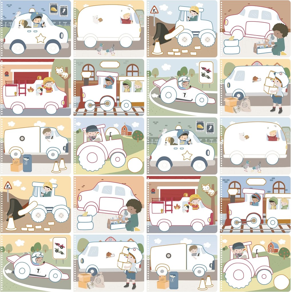 Omaľovánky s pastelkami Doprava Jim