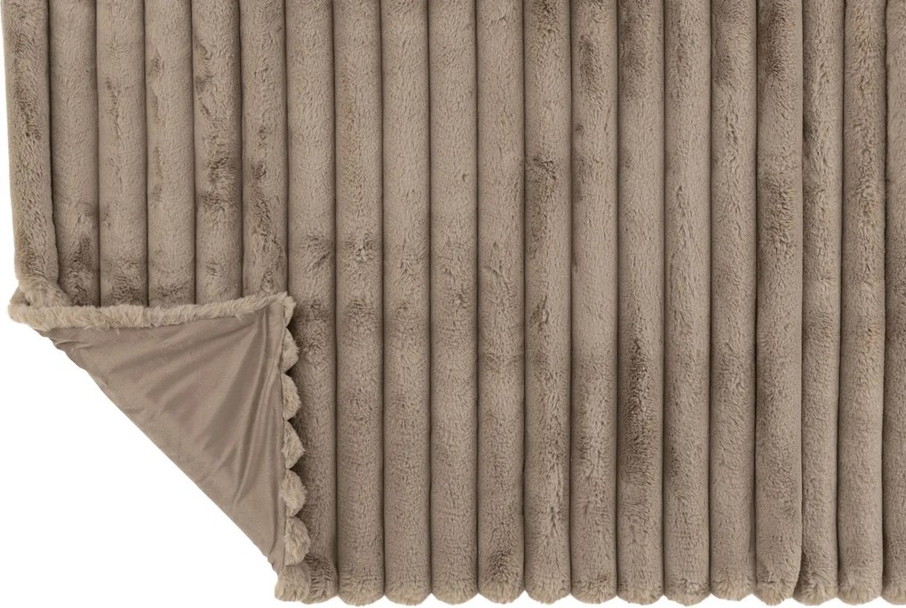 Taupe plyšový mäkučký rebrovaný pléd Soft Gio - 130*180 cm