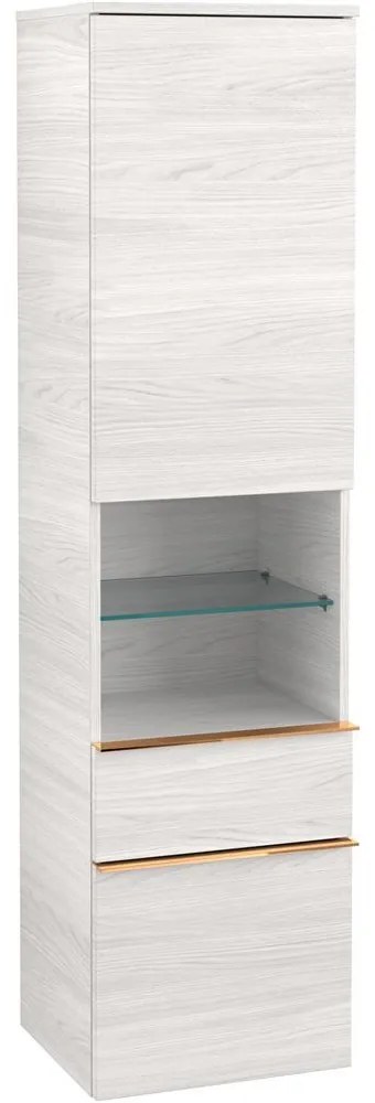 VILLEROY & BOCH Venticello závesná vysoká skrinka, 1 dvierka + 1 priehradka + 2 zásuvky, pánty vpravo, 404 x 372 x 1546 mm, White Wood, A95215E8