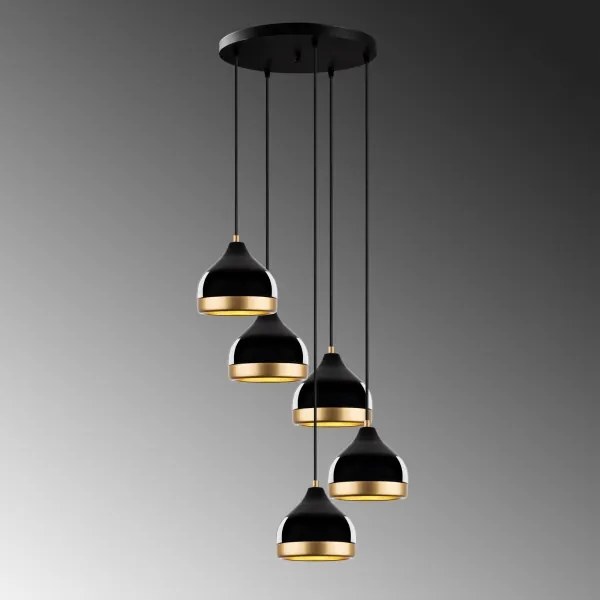 Luster na lane YILDO 5xE27/40W/230V čierna/zlatá