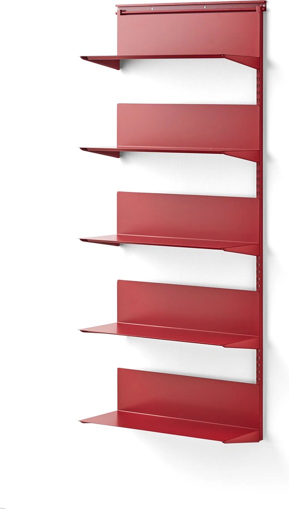 Nástenný regál Shape, prídavná sekcia, 1950x805x300 mm, červený