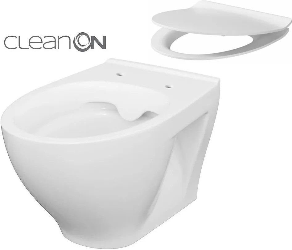 CERSANIT - SET 934 ZÁVĚSNÁ WC MÍSA MODUO CLEANON + WC SEDÁTKO DELFI SLIM SC EO (K701-147)