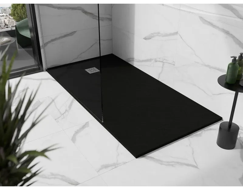Mexen Stone+, obdĺžniková vanička z minerálneho kompozitu 200 x 90 cm, čierna matná, 44709020