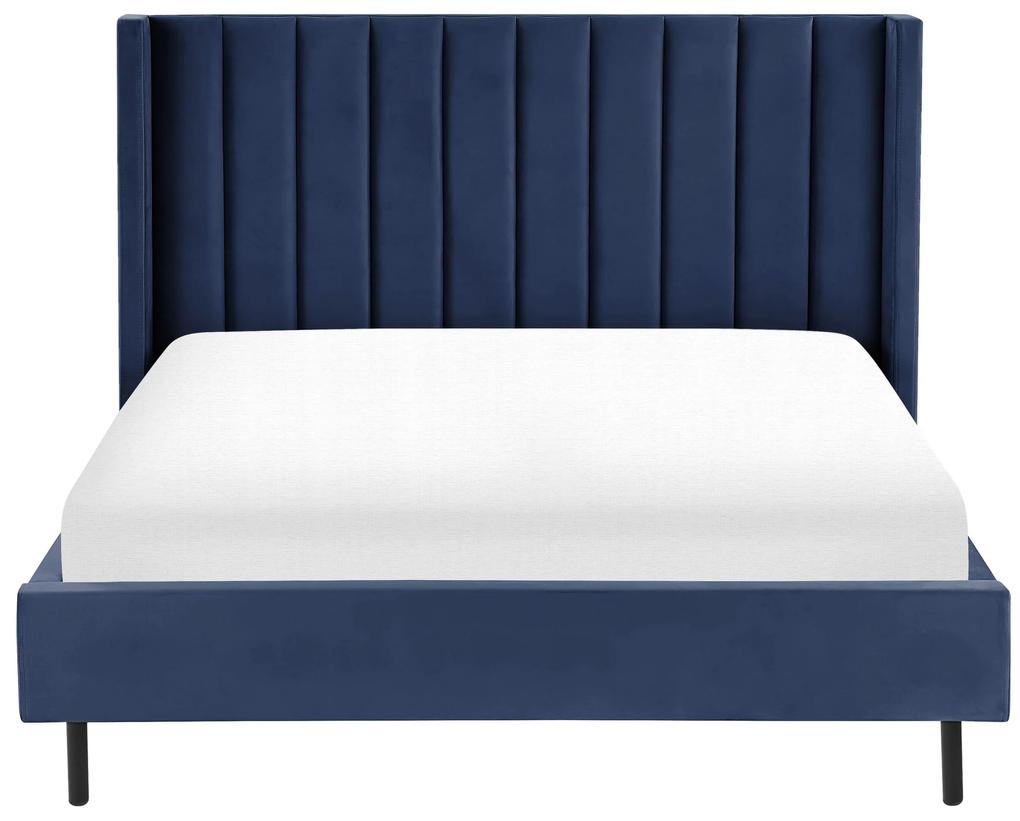 Zamatová posteľ 140 x 200 cm modrá VILLETTE Beliani