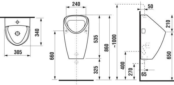 JIKA H8430610000001 - Pisoár GOLEM vnútorný prívod, zadný odtok keramika/biela
