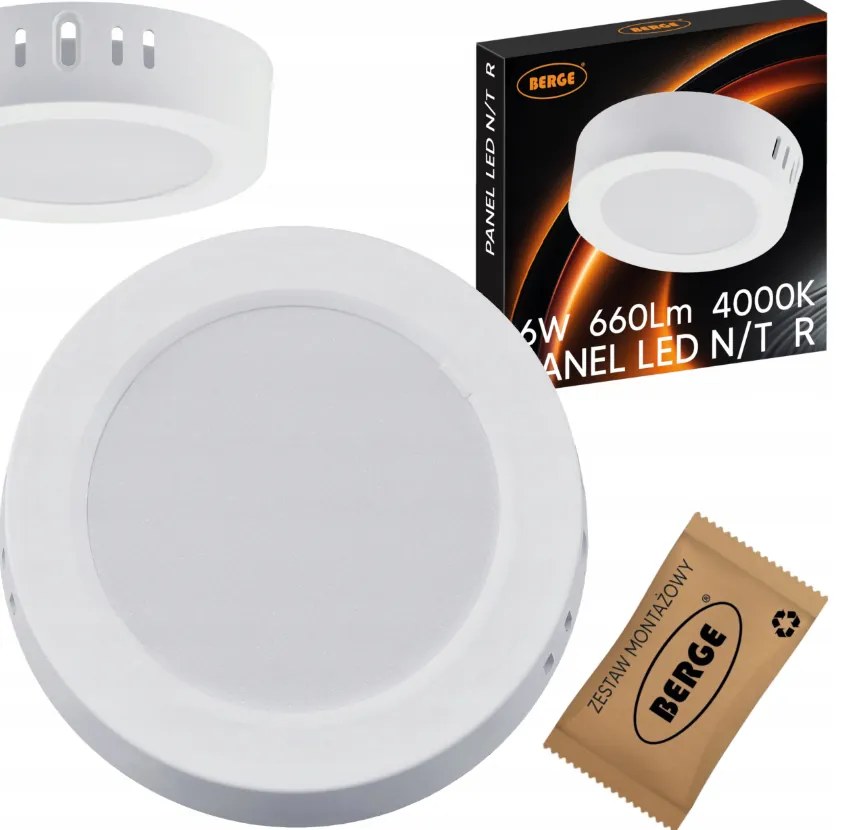 BERGE Prisadený okrúhly LED panel 6W - 660lm - neutrálna farba