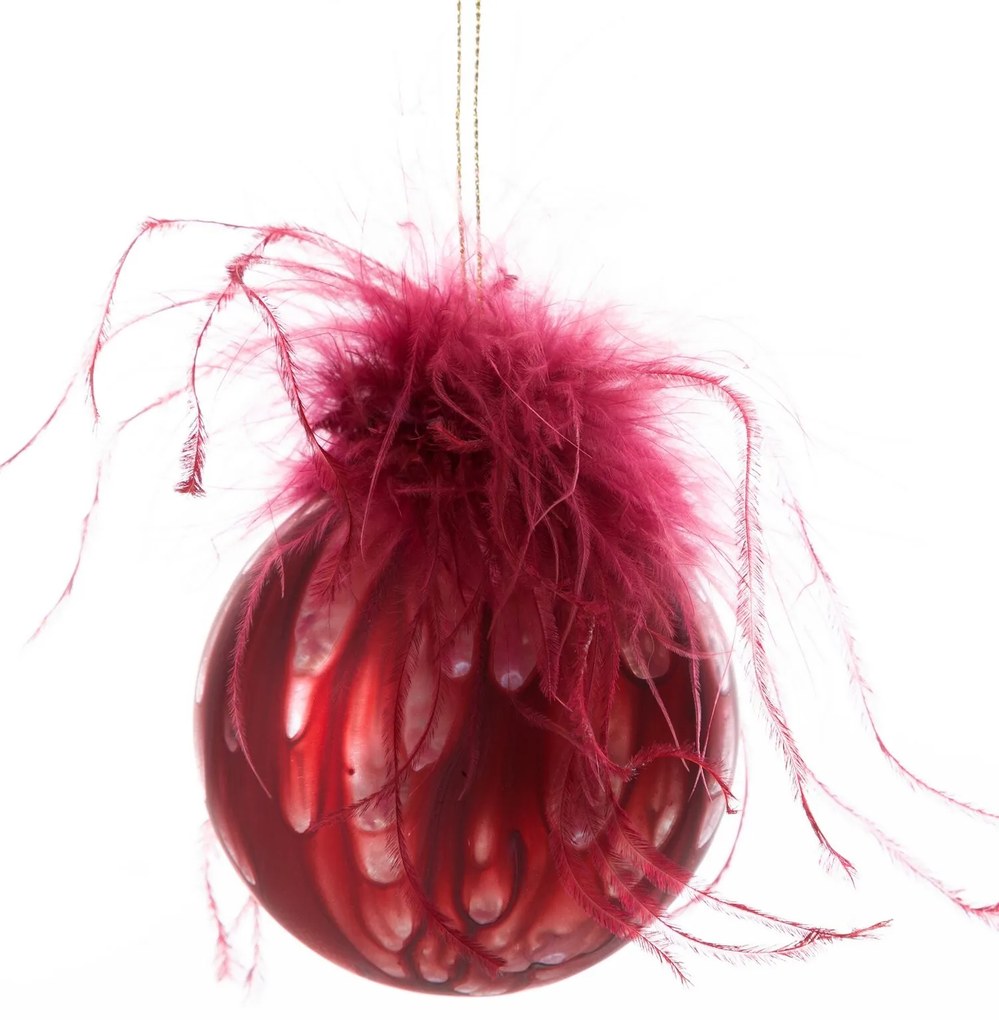 SKLENENÁ VIANOČNÁ BANKA NA STROMČEK SADA 4 KS (FI) 8 CM ČERVENÁ