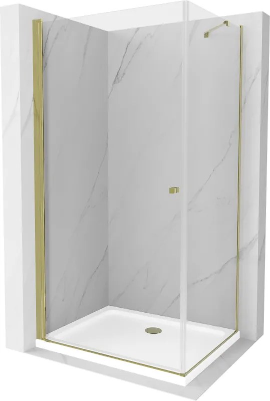Mexen Pretoria sprchovací kút 70 x 100 cm, číre sklo-zlatý profil + sprchová vanička - 852-070-100-50-00-4010
