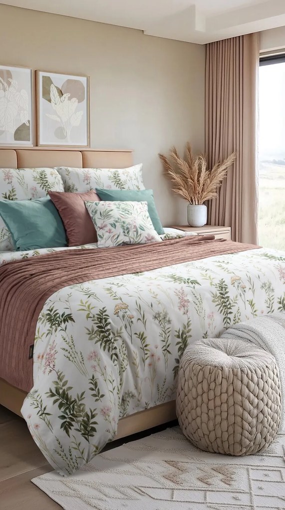 RENFORCÉ OBLIEČKY VANESS 160X200 CM, 2 KS 70X80 CM LISTY