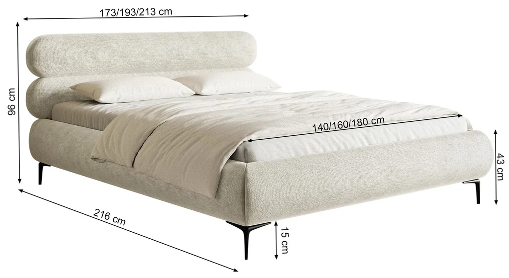 Manželská posteľ 180 cm Rirri 180 (s roštom) (s úl. priestorom) (béžovosivá + čierna). Vlastná spoľahlivá doprava až k Vám domov. 1099883