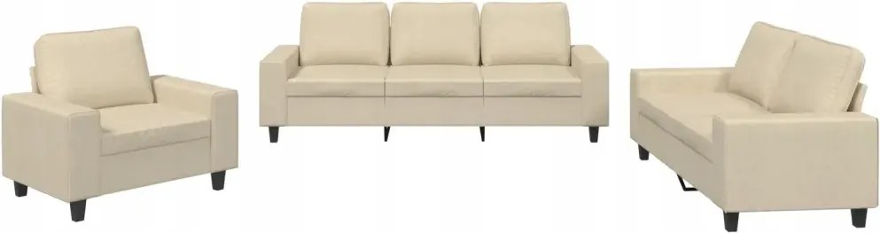 vidaXL 3-dielny sedací komplet, krémový, čalúnený látkou