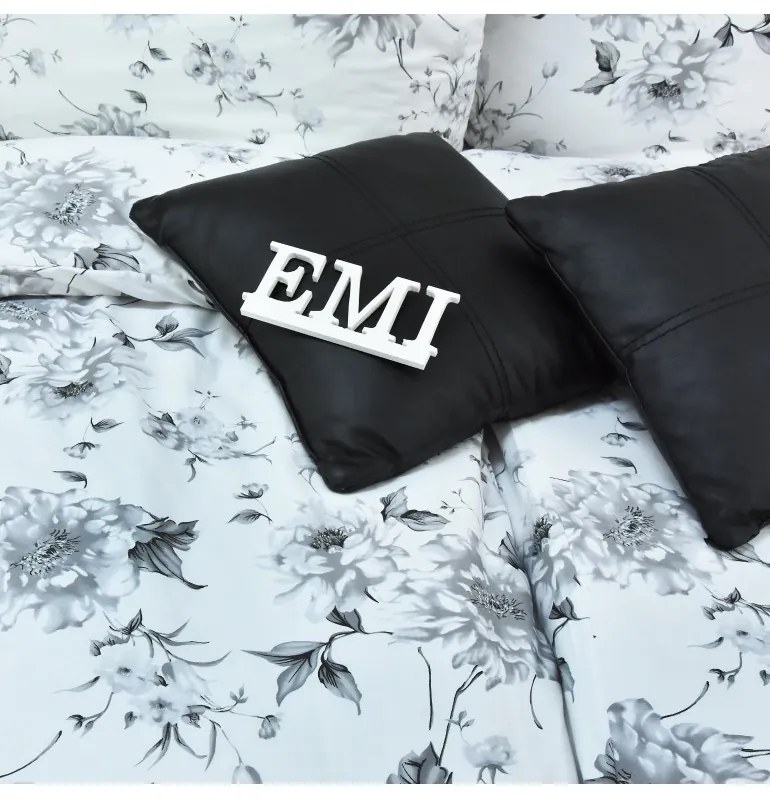 Obliečky Symphony satén sivo-biele EMI, Štandardný set jednolôžko obsahuje 1x 140x200 + 1x 70x90