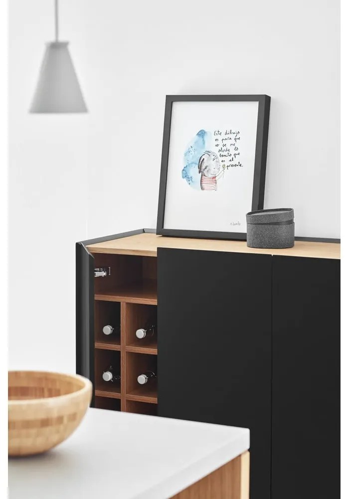 Čierna vysoká komoda v dekore duba 95x120 cm Arista – Teulat