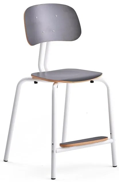 Školská stolička YNGVE, so 4 nohami, biela, antracit, V 520 mm