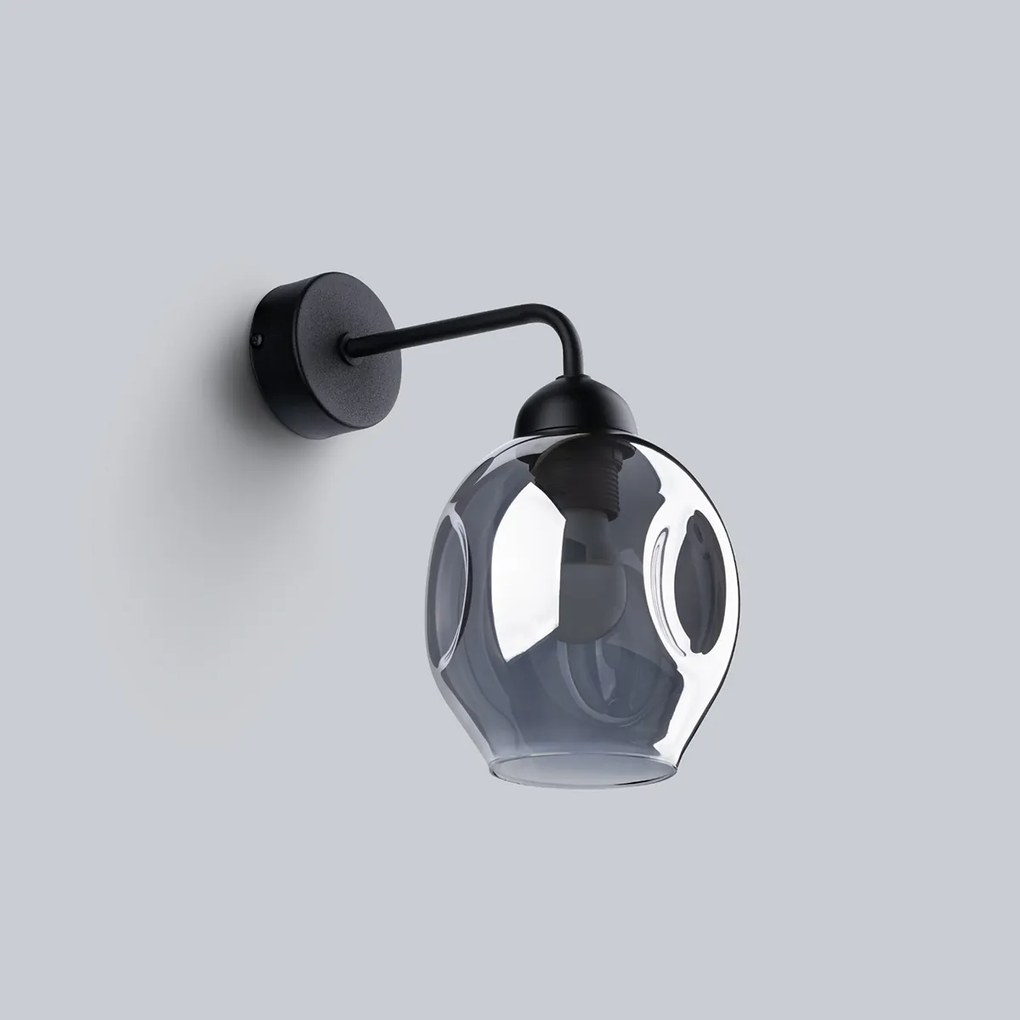 Nástenné svietidlo Fillan, 1x grafitové sklenené tienidlo